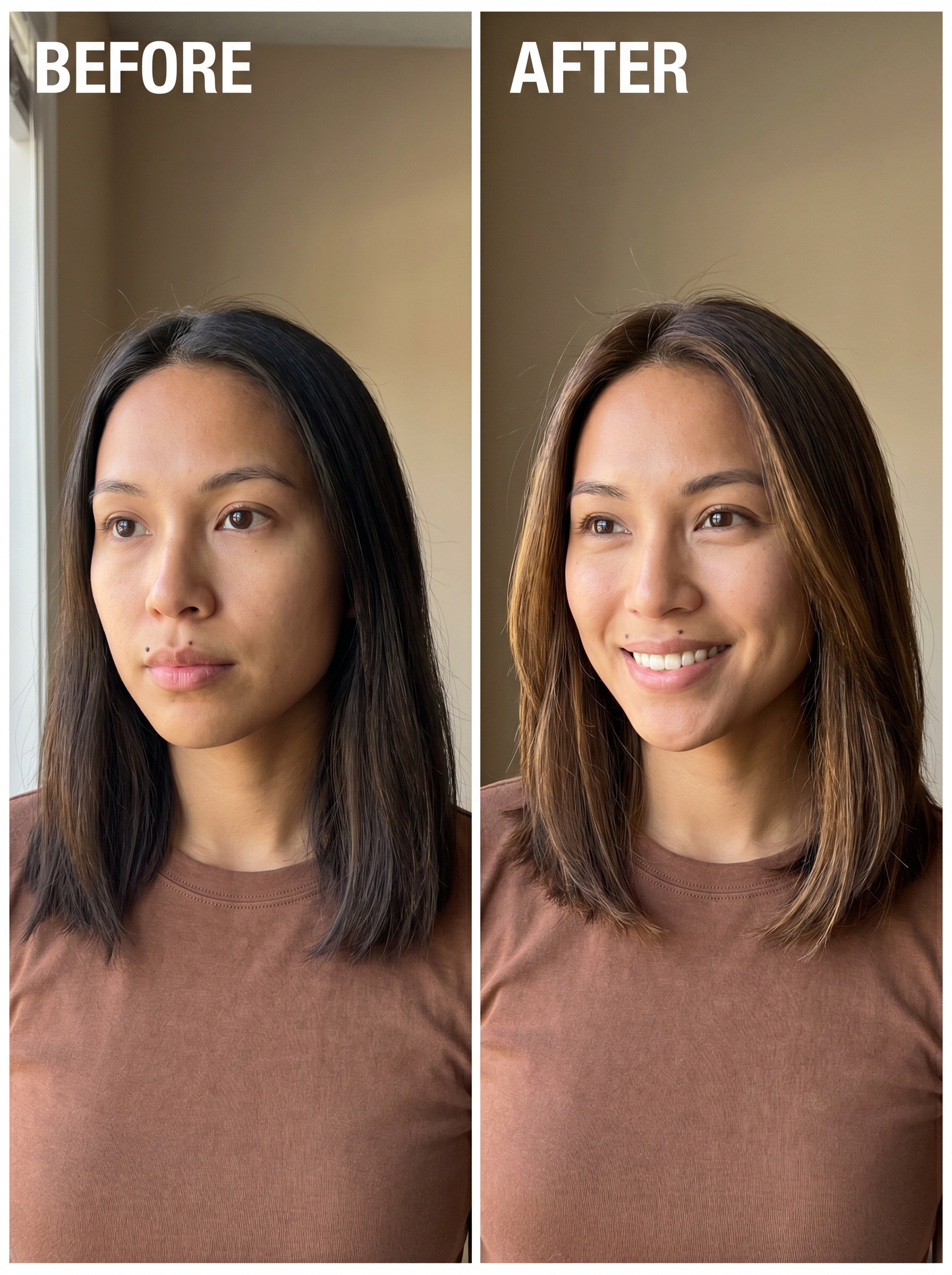 Sun-Kissed Mocha Bottleneck Bangs — Youthful Brown Hair 2026 Natural and fresh Sun-Kissed Mocha Bottleneck Bangs with mocha brown, subtle gold, and deep chocolate for youthful chocolate brown summer hair 2026.