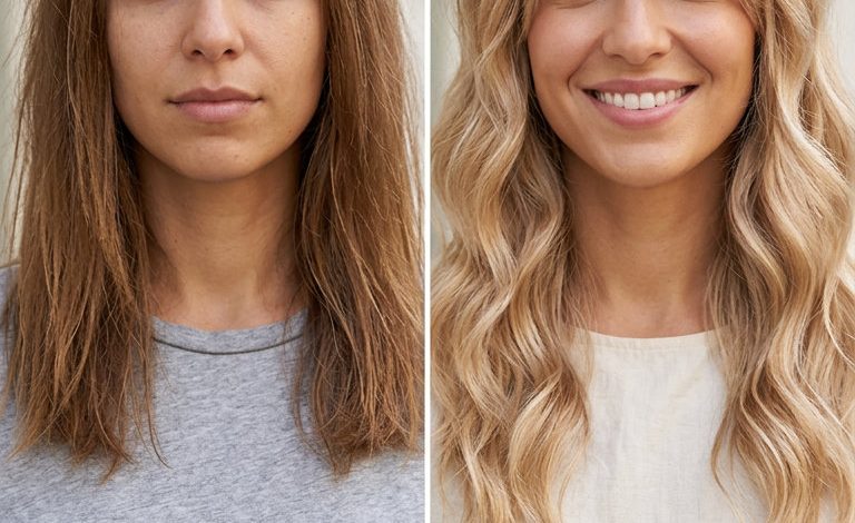 A woman with wispy 'Soft Girl' curtain bangs and internal layers for a feminine, youthful look, ideal for brunch or casual outings. Styled using ceramic thermal rollers for a subtle bend and a leave-in conditioner for light moisture.