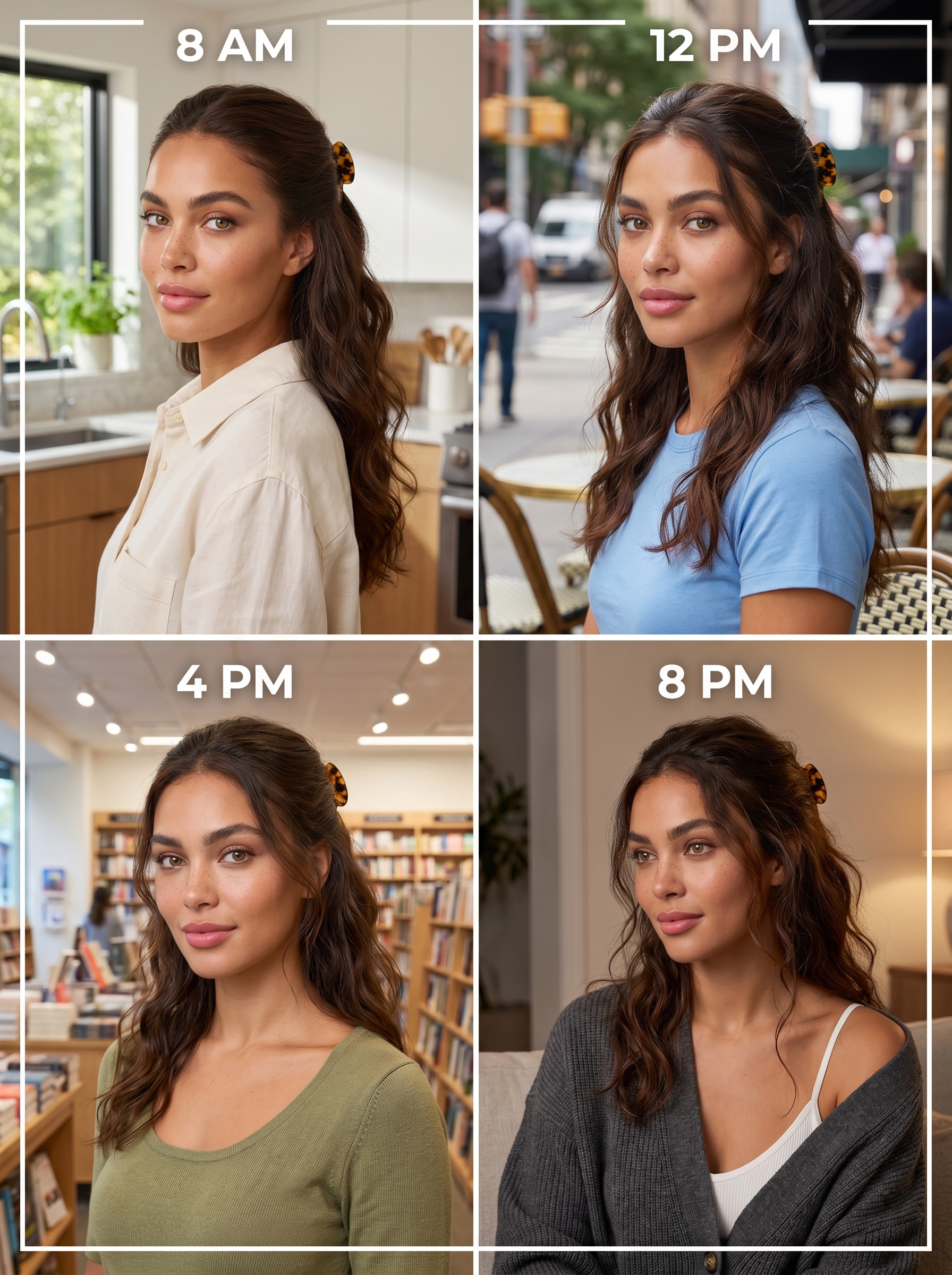 A stylized image of 'The Butterfly Claw Clip 2.0' hairstyle, featuring natural hair gathered with an oversized bio-acetate claw clip. This chic and nostalgic effortless summer hairstyle 2026 is ideal for everyday wear, casual events, or brunch, utilizing texturizing spray and lightweight defining cream for enhanced volume.