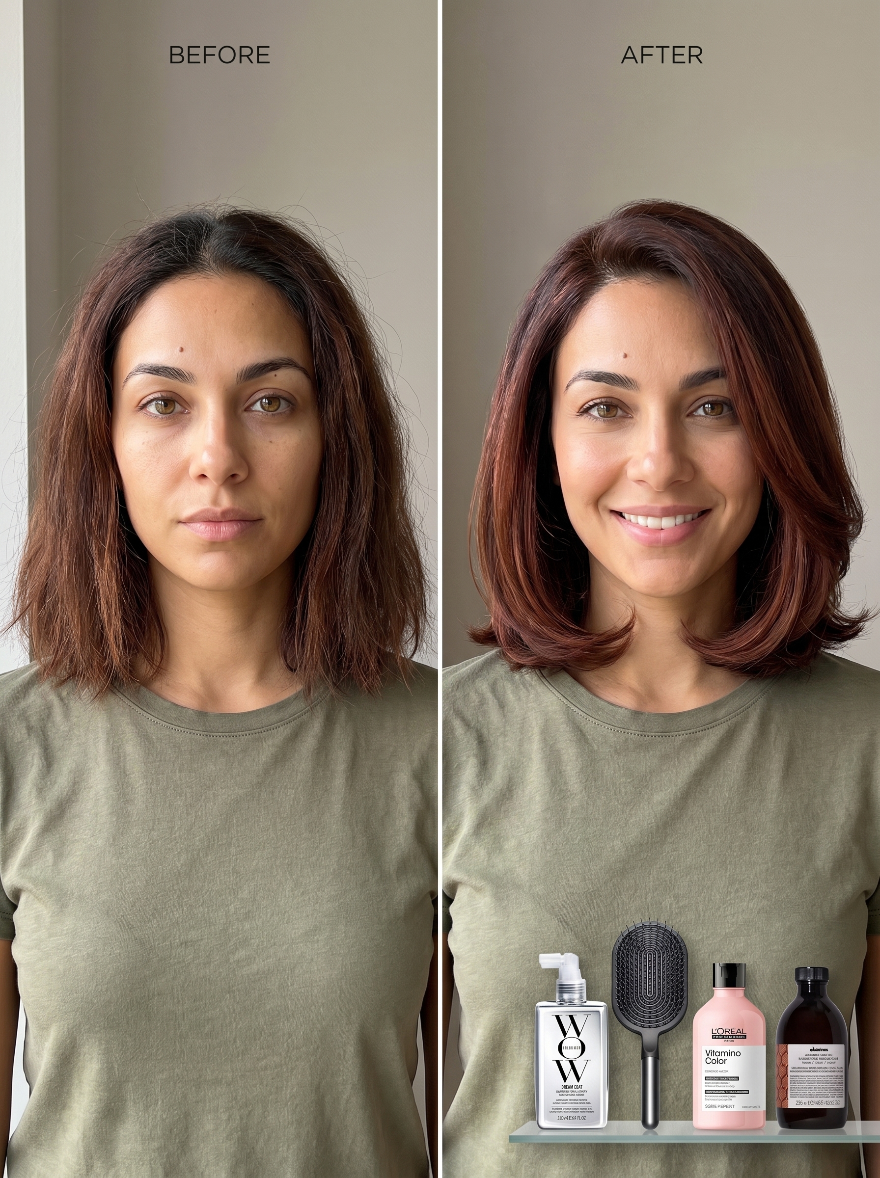 Sophisticated Terracotta Brunette Laser-Cut Lob, a warm and luxurious flattering summer haircut 2026, styled with anti-humidity sealant and a paddle brush.