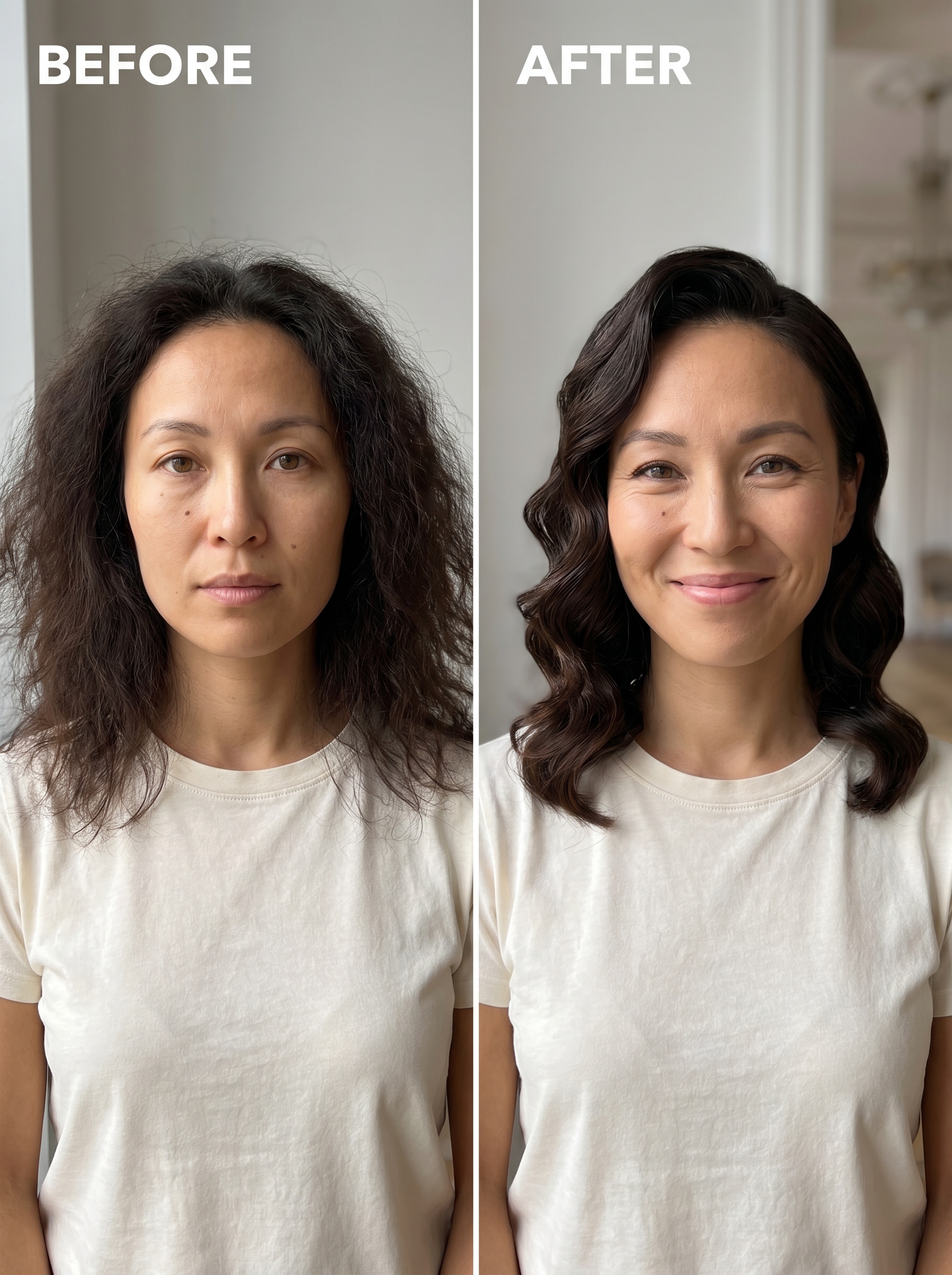 Glamorous wet-look Hollywood waves in an expensive brunette gloss, perfect outdoor wedding hair for summer 2026. Achieved with a large barrel iron and high-gloss gel.