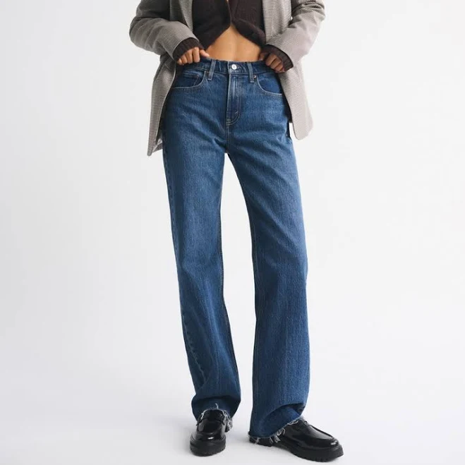 jeans Abercrombie & Fitch Women's High Rise 90s Relaxed Raw Hem Jean Abercrombie & Fitch $90