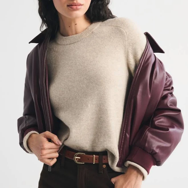 top Abercrombie & Fitch Women's Madeline Merino Wool-Blend Sweater Abercrombie & Fitch $75