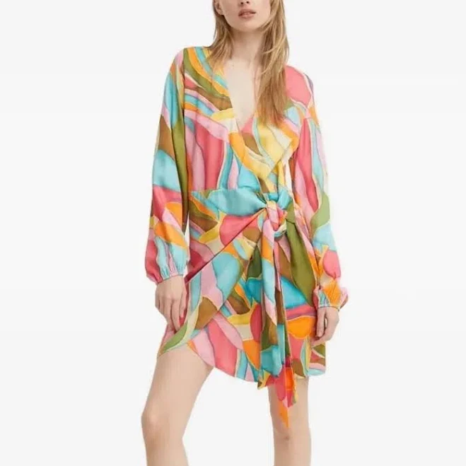 dress Abstract-print Wrap Mini Dress In Multi ModeSens $160