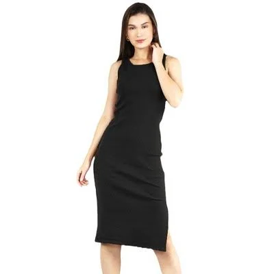 dress Artyska Women's Ribbed Sleeveless Round Neck Side Slit Midi Tank Dress Target $35.99