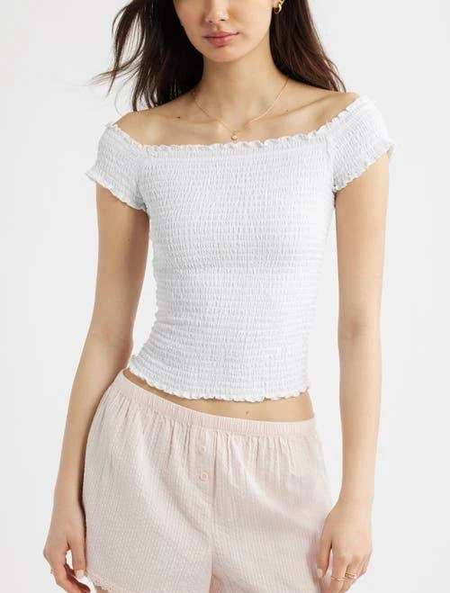 top BP. Off the Shoulder Smocked Top in White at Nordstrom, Size Xx-Small Nordstrom $35