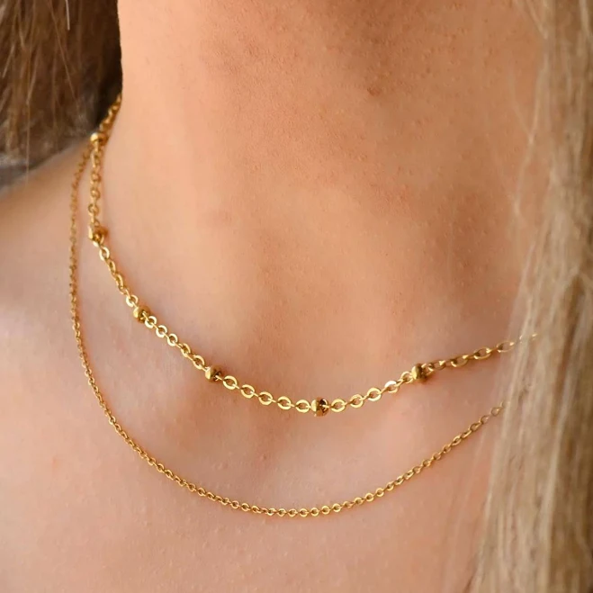 accessory Dainty Layered Gold Chain Necklace Stack Set Etsy - DaintyJools $25.68