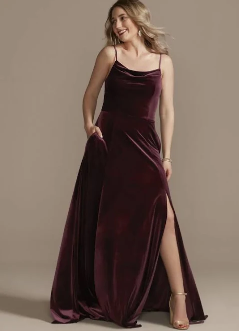 dress DB Studio Velvet Cowl Neck Spaghetti Strap Dress David's Bridal $29.88