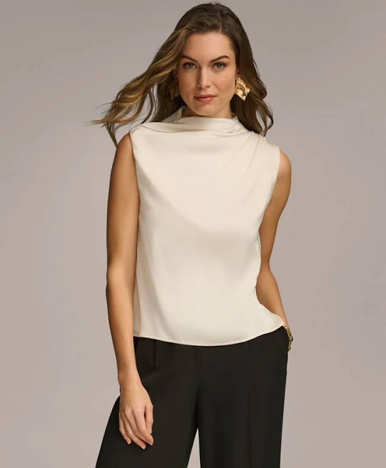 top Donna Karan Women's Draped High Neck Sleeveless Top Macy's $34.43