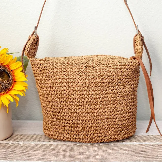 bag Elena Straw Woven Crossbody Bag with Tassle Elena Handbags $42