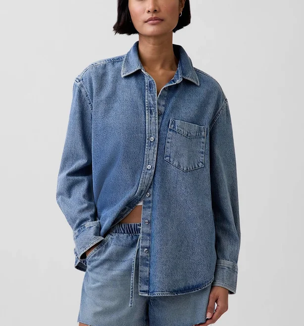 outerwear Gap Women's Ultrasoft Oversized Denim Shirt Gap $79.95