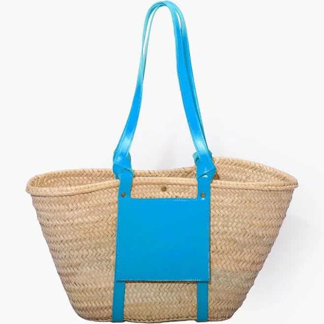 bag Handmade Woven Straw Tote with Turquoise Trim Etsy - Seller $70.19