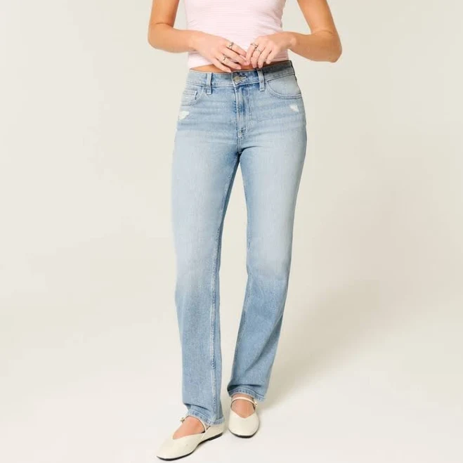 bottom Hollister Women's High-Rise Straight Jeans Hollister Co - Official $19.99