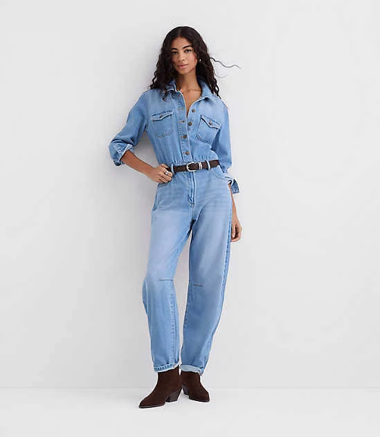 jumpsuit Loft Women's Rivete Petite Denim Jumpsuit LOFT $63