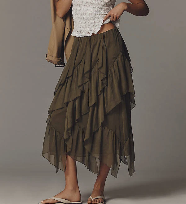 skirt Mare Mare Layered Ruffle Midi Skirt Anthropologie $138