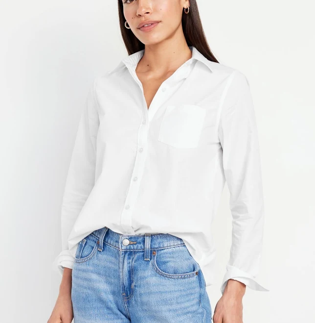 top Old Navy Women's Classic Button-Down Shirt Old Navy $17.99