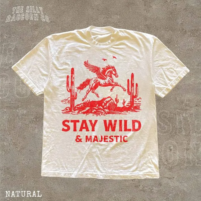 top Pegasus Vintage Stay Wild & Majestic Desert Graphic Tee Etsy - SillyRaccoonCO $12.6
