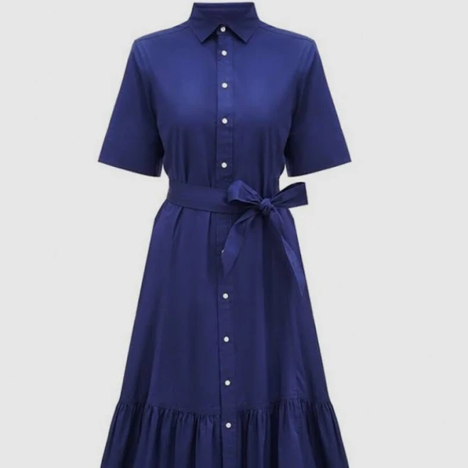 dress Ralph Lauren Polo Dresses | Polo Ralph Lauren Cotton Poplin Shirtdress Cobalt Blue Sapphire Sz 18 | Color: Blue | Size: 18 | Pm-81031011's Closet Poshmark $134