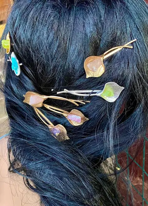 tool Raw Crystal Lily Hairpins Etsy - Galocher $13.5