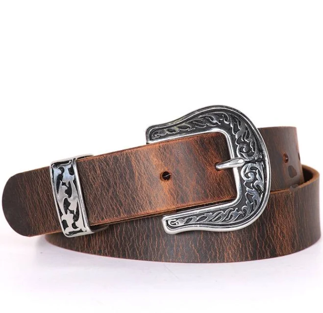 accessory Western Style Distressed Buffalo Belt Buffalo Head Leather $73.99