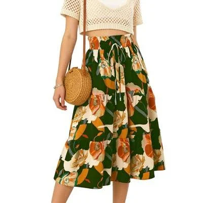 skirt Women's Floral Print A-Line Flowy Midi Skirt Target $33.99