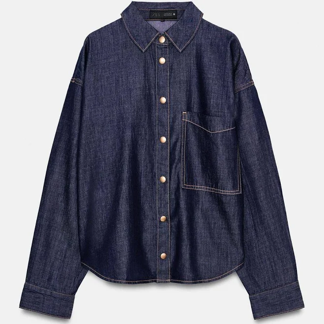 button down shirt Zara Z1975 Oversized Denim Shirt Zara USA $49.9