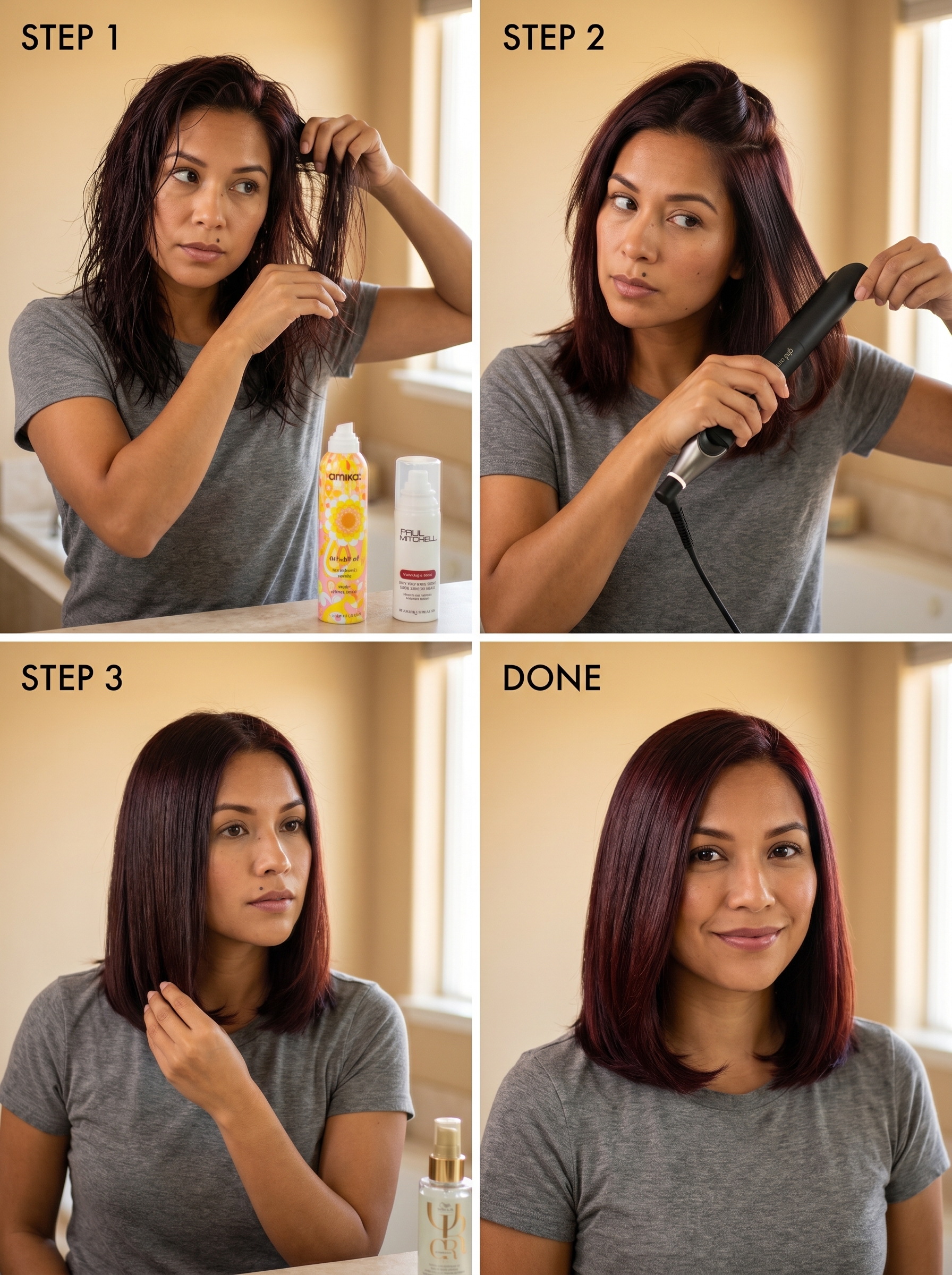 Cherry Cola Hydro-Bob: Summer Hair for Brunettes 2026 Edgy Cherry Cola Hydro-Bob, a sultry summer hair for brunettes. This sophisticated style features deep cherry and violet-brown tones, straightened with a ceramic flat iron for an ultra-smooth, high-gloss finish.