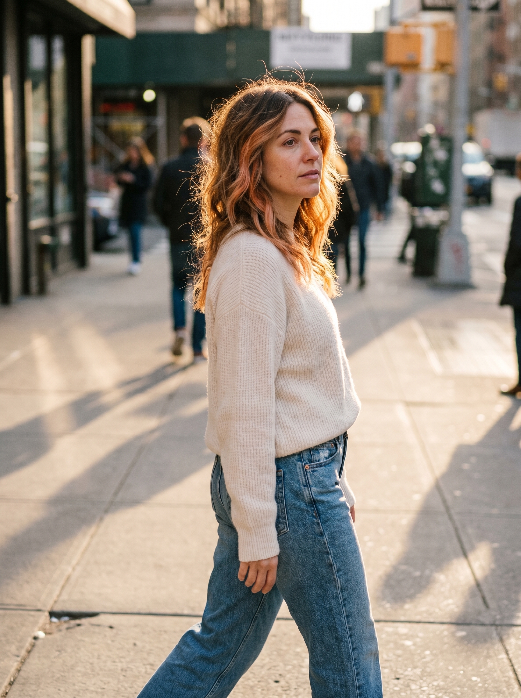 An Airy Shag with Peach Fuzz Balayage, perfect for bohemian summer haircuts inspiration 2026. This wavy style uses air-dry styling cream for natural texture and a lightweight texturizing spray, ideal for festivals.