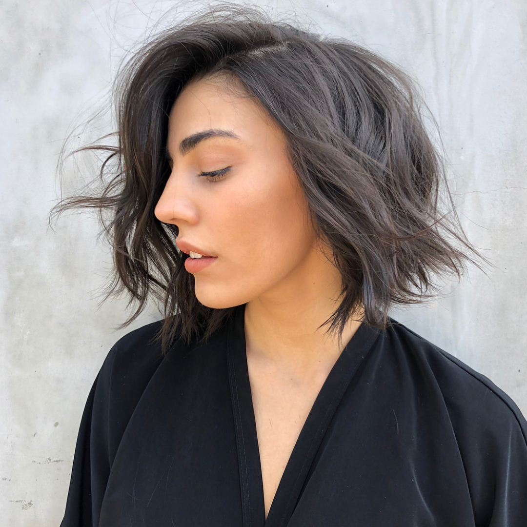 A woman with a chic, shoulder-length blonde bob, showcasing the perfect summer haircuts inspiration 2026. Her hair is sleek, with subtle layers framing her face.