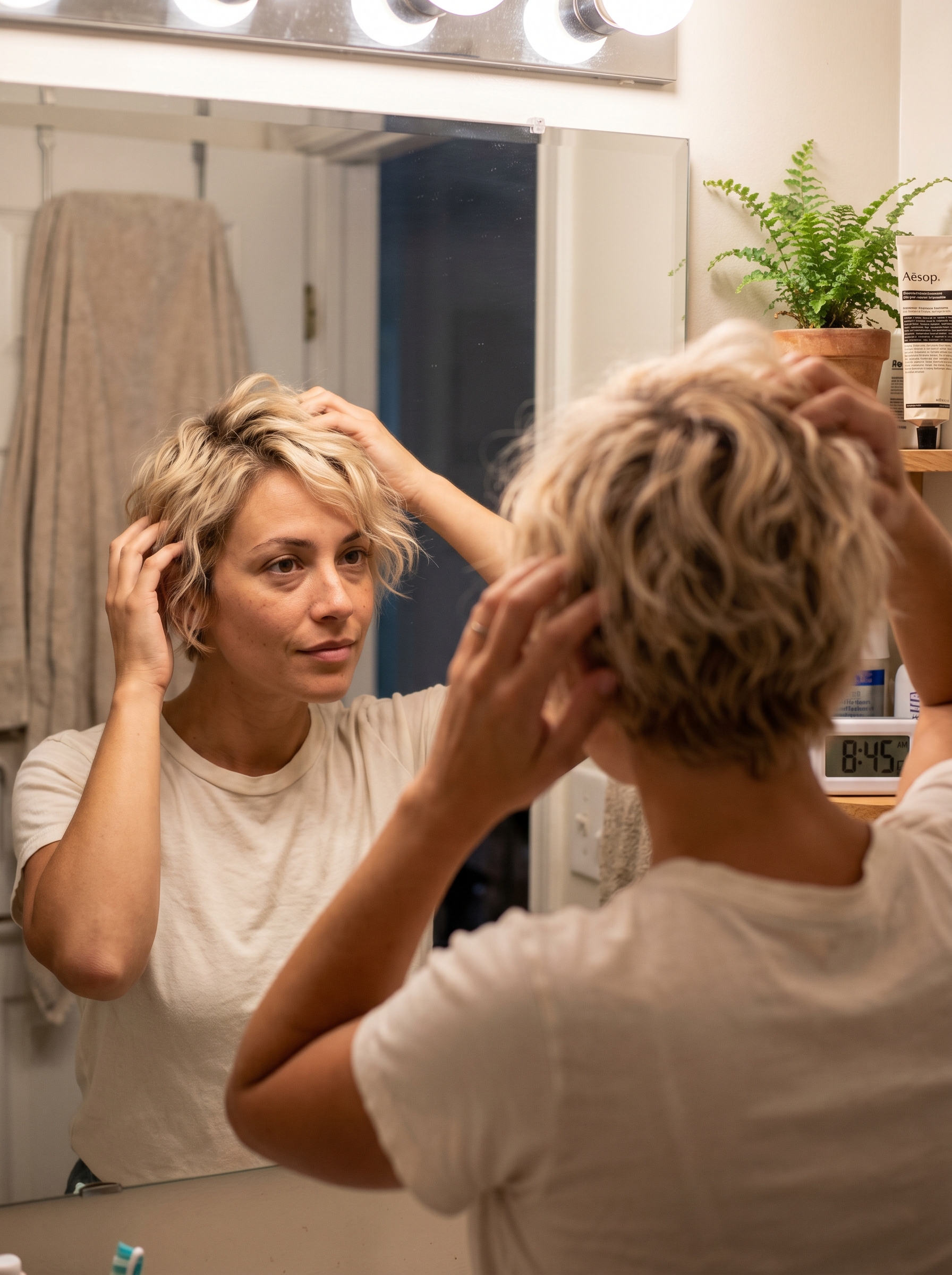 Effortless Linen Blonde Air-Dry Mapped Pixie-Shag, a cool and natural look for everyday and casual activities. This low-maintenance style is among the top summer hairstyles 2026, using lightweight air-dry cream and texturizing sea salt spray.