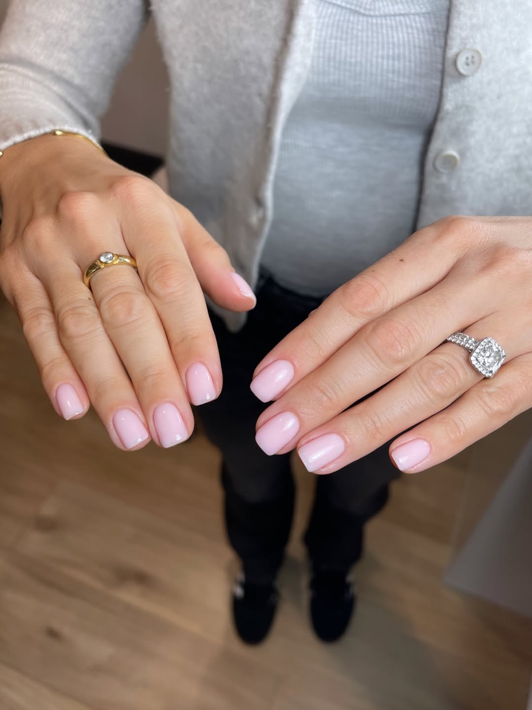 Baby Pink Glossy Square Short Nails