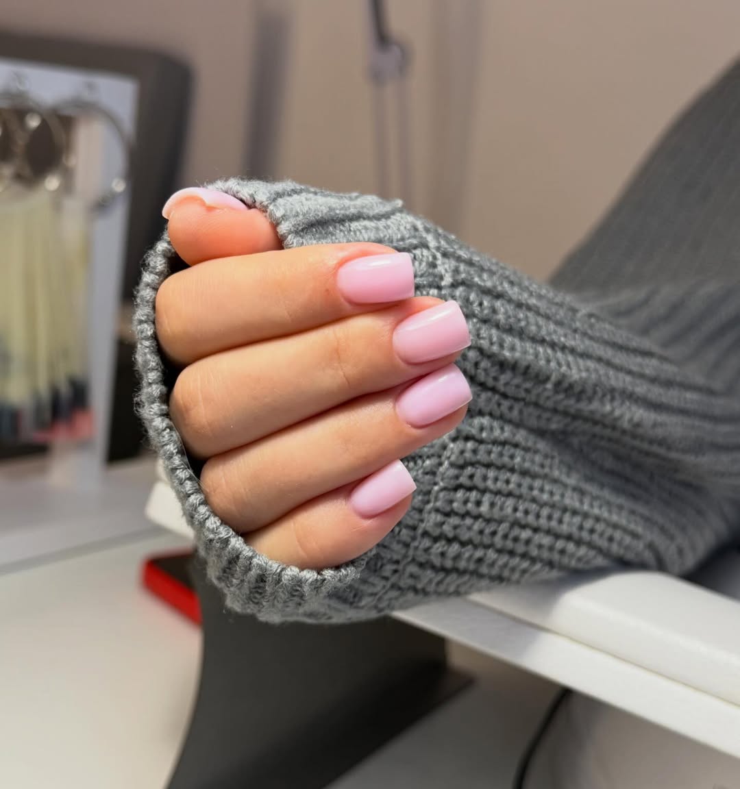 Baby Pink Glossy Squoval Manicure