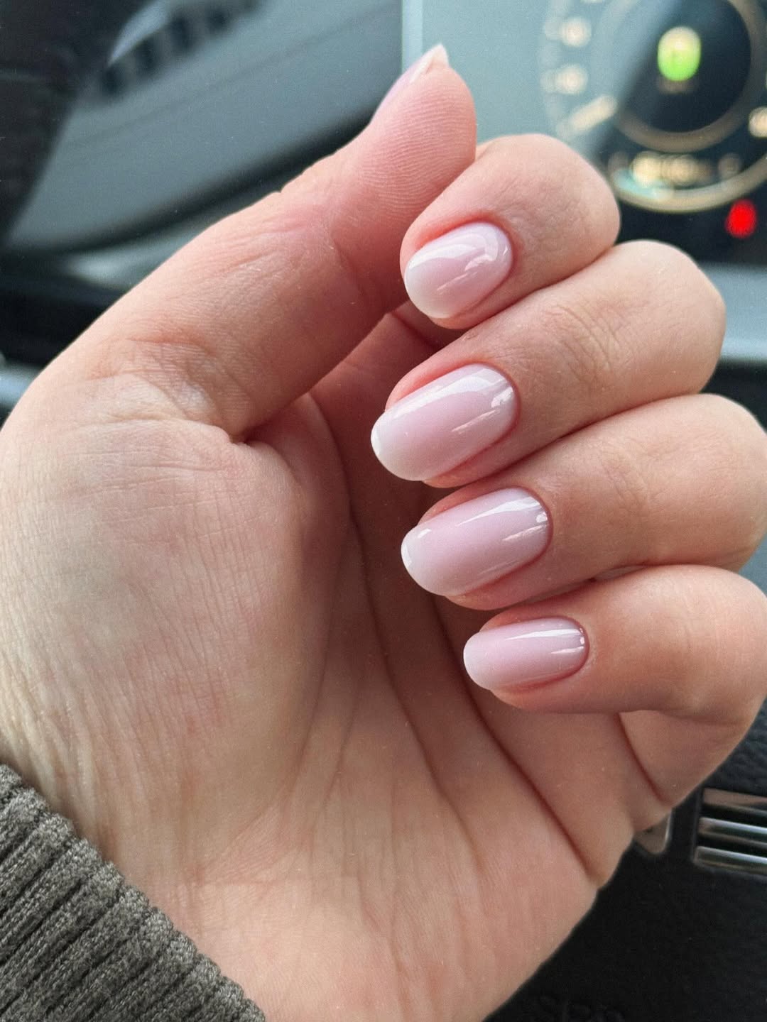 Baby Pink Milky French Ombré Oval Nails