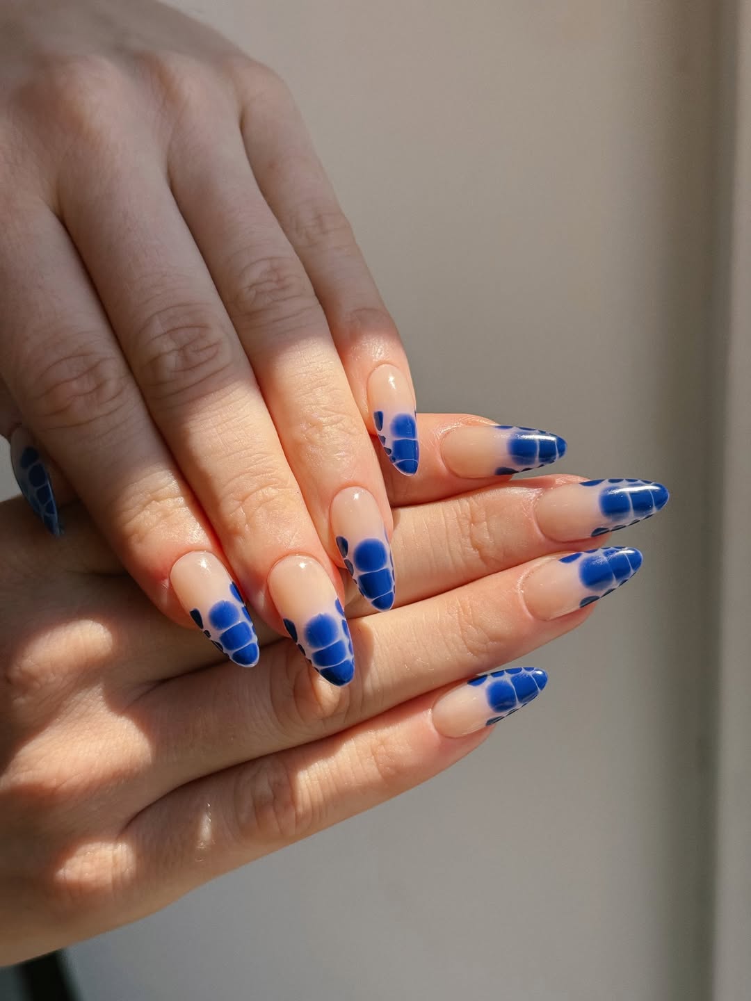 Blue Alligator Print Coffin Nails