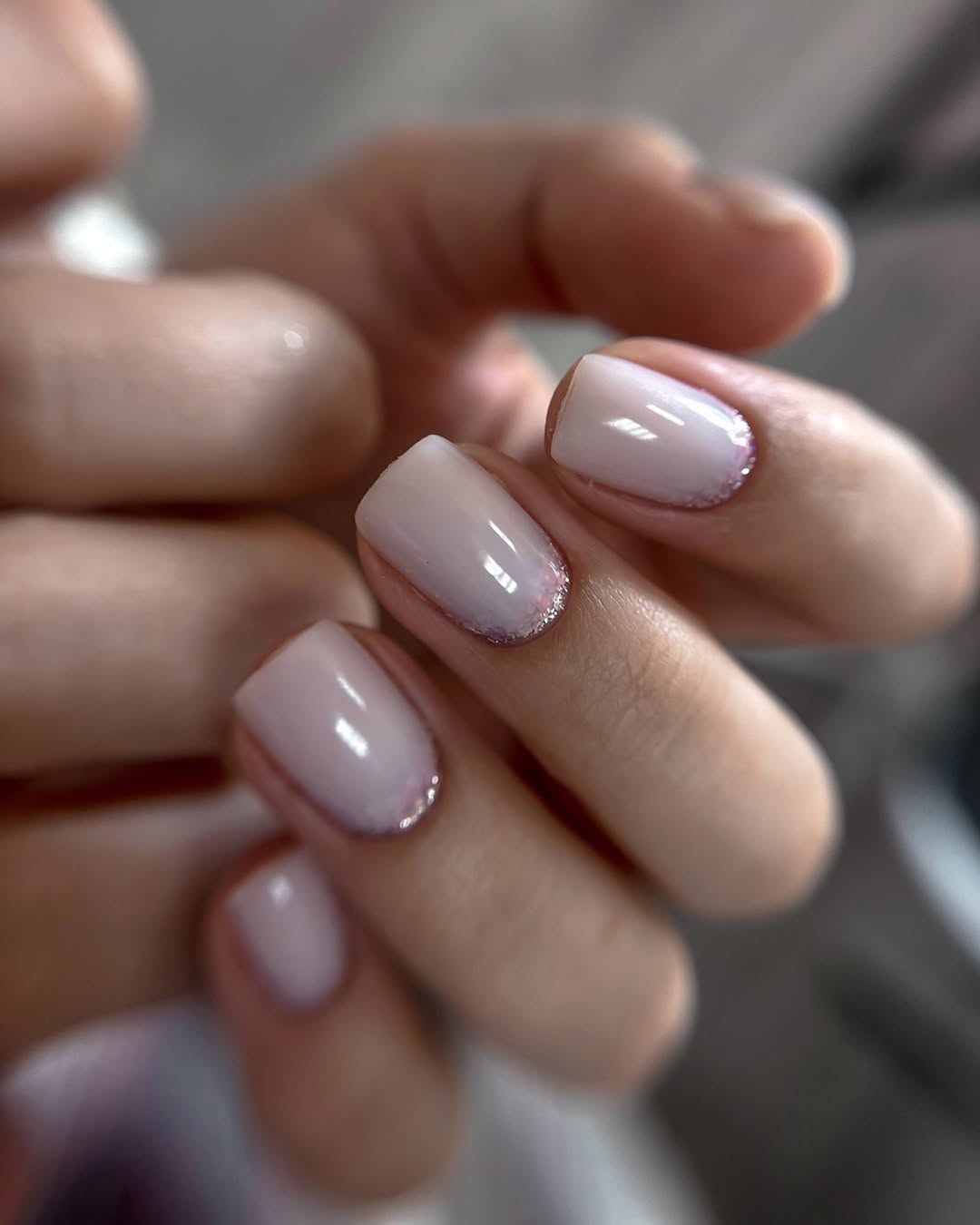 Blush Pink Glitter Base Short Squoval