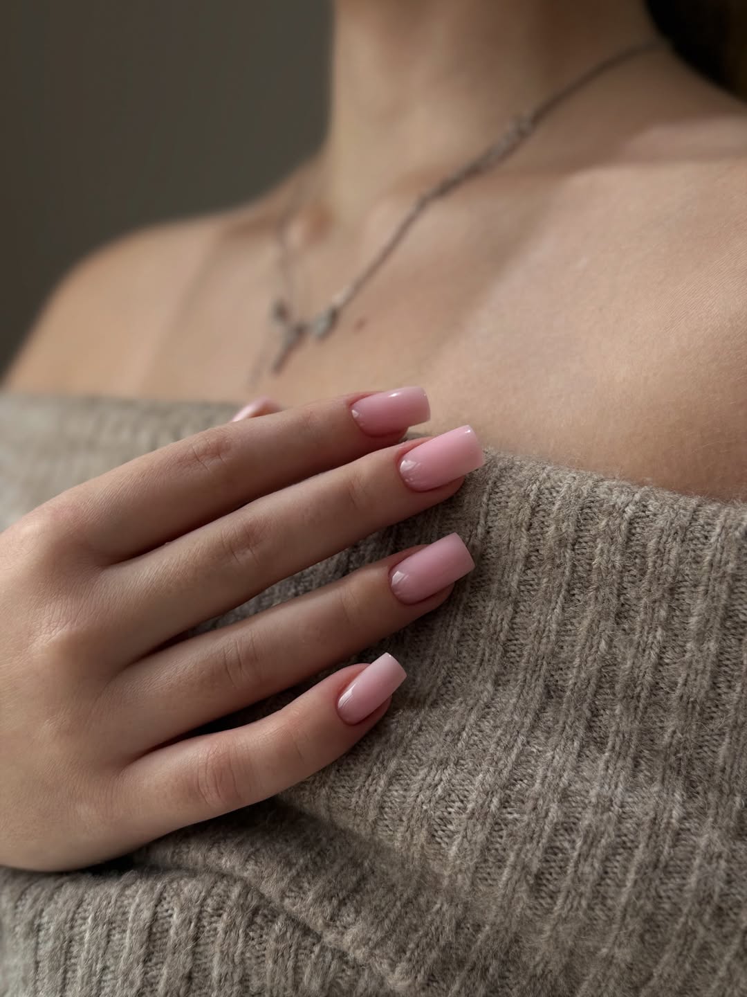 Blush Pink Glossy Medium Square Nails