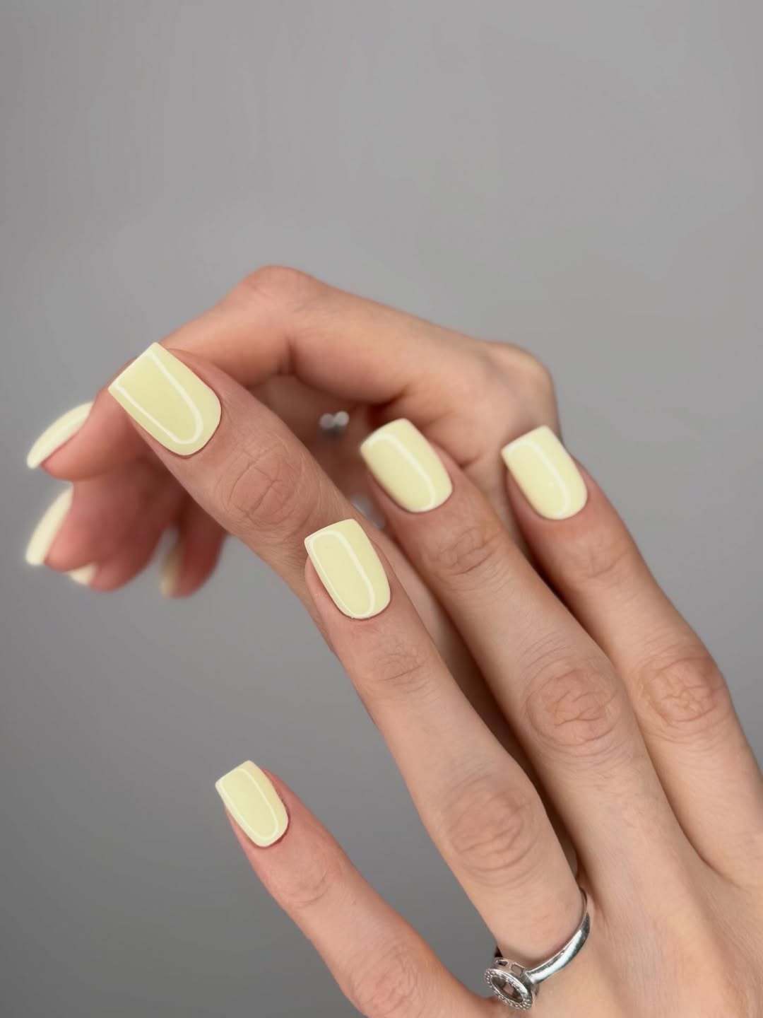 Butter Yellow Short Square Nails Minimal