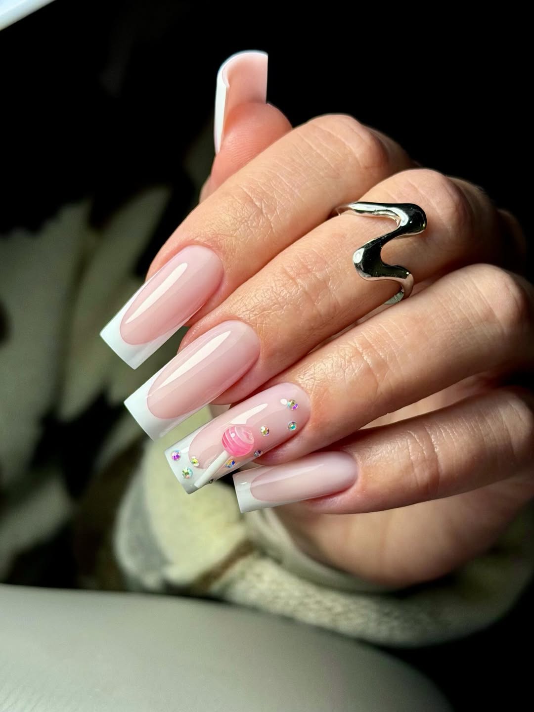 Candy Land French Tips With 3D Lollipop