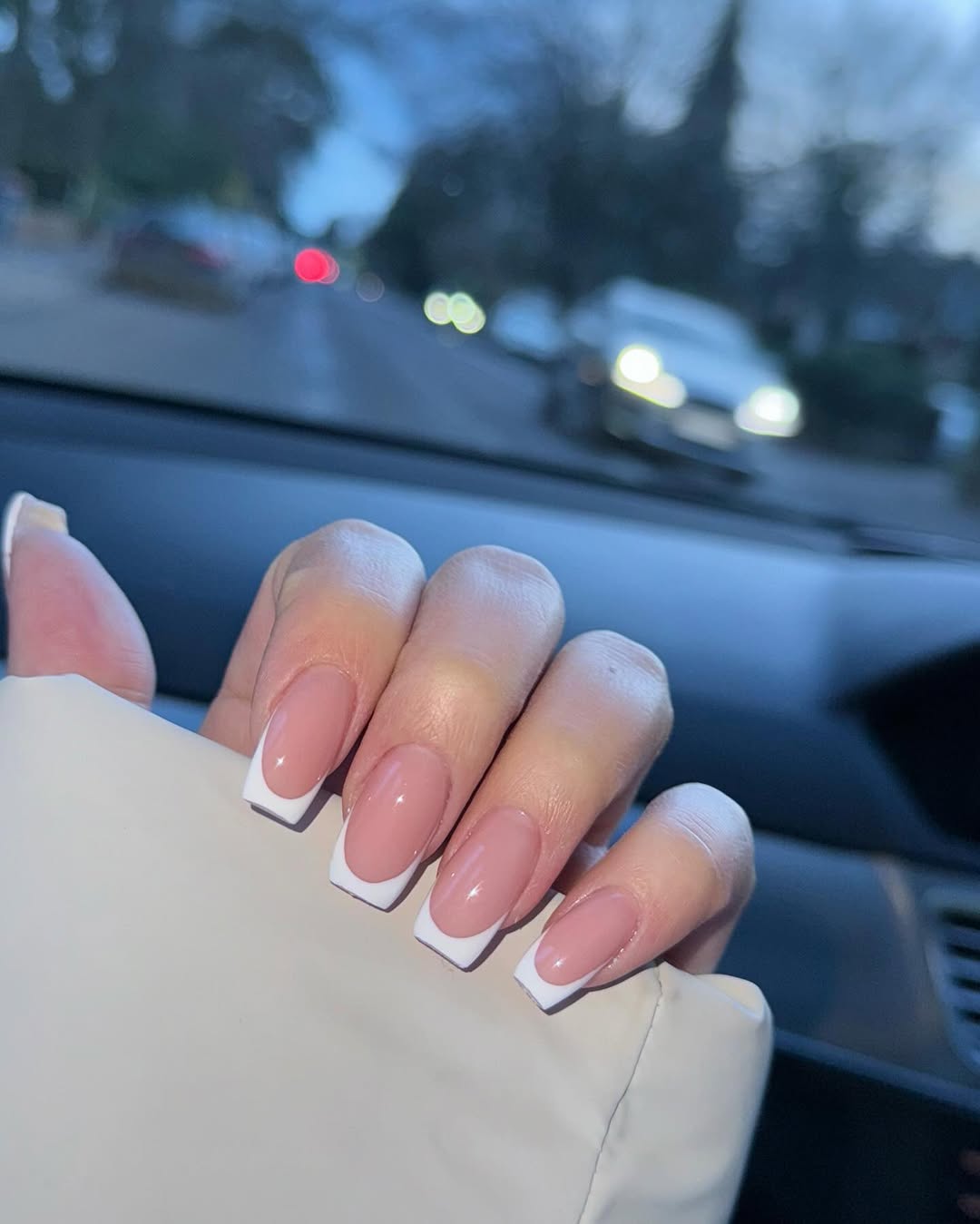 Classic Milky Pink Coffin French Tips