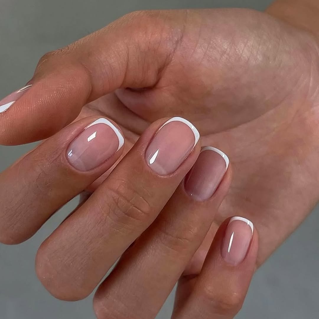Classic Milky Pink Glossy French Manicure