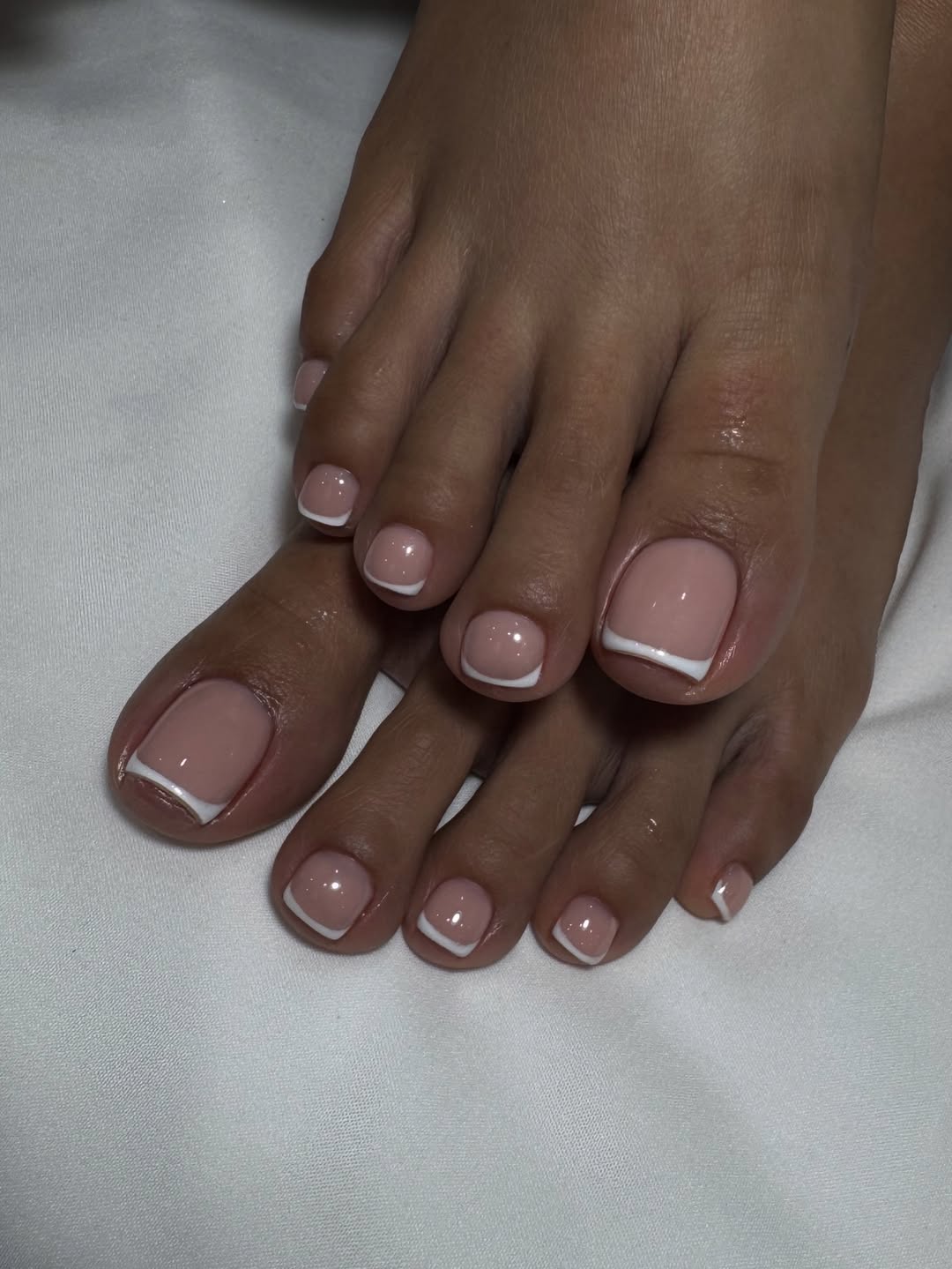 Classic Milky Pink Glossy French Pedicure