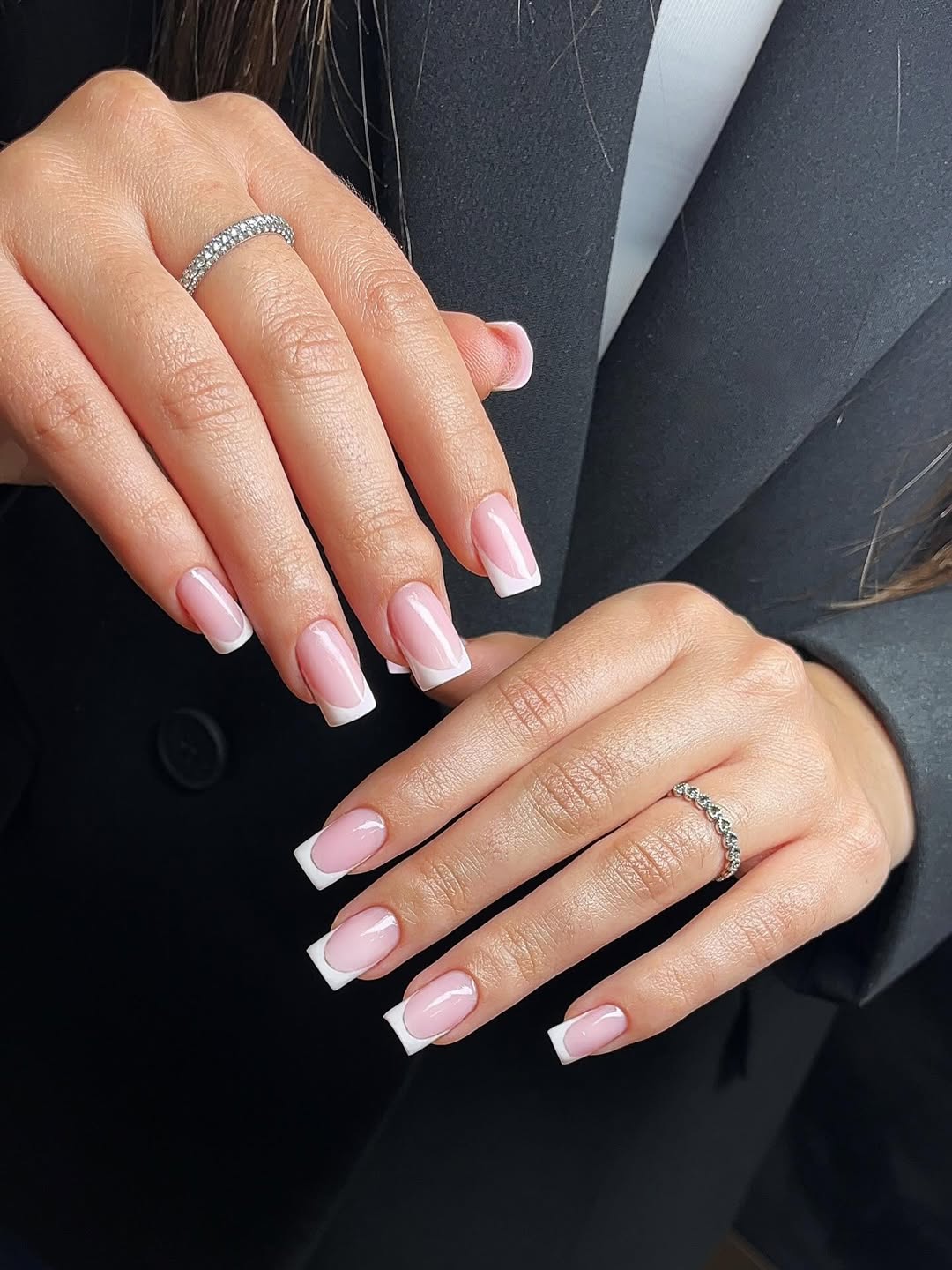 Classic Milky Pink Square French Tips