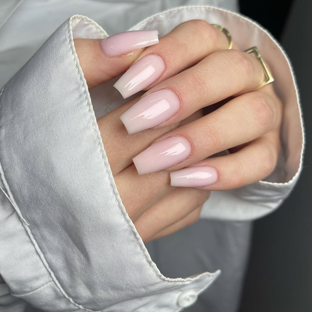 Clean Milky Pink Coffin Nails