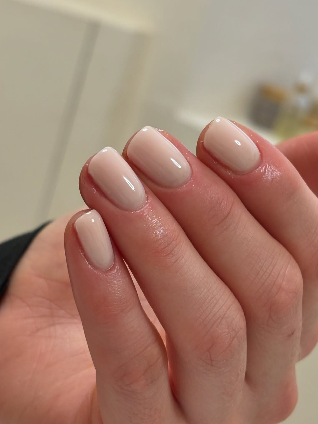 Clean Milky Pink Short Square Nails