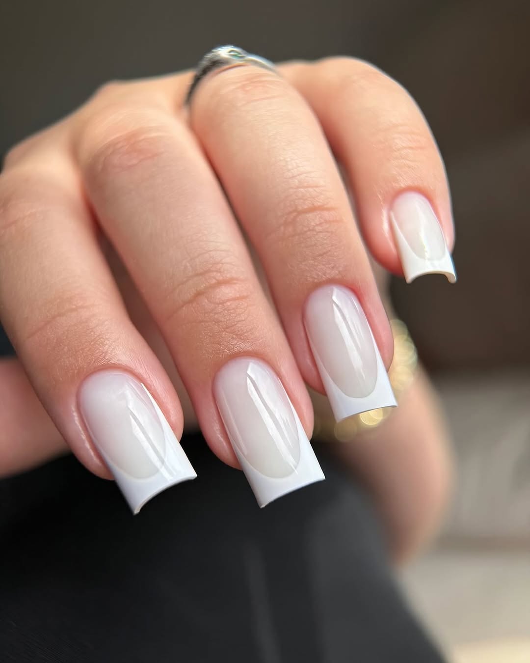Clean Milky White French Tip Extension Nails