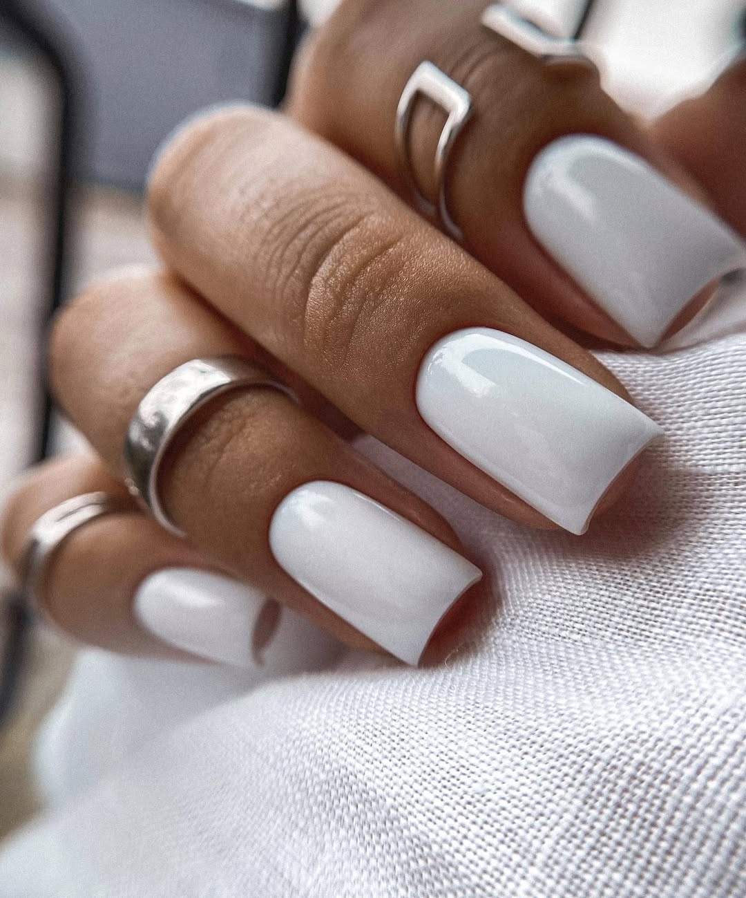 Clean White Glossy Square Summer Nails