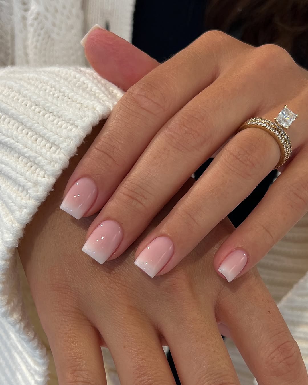 Clear Pink Natural Ombre Short Square