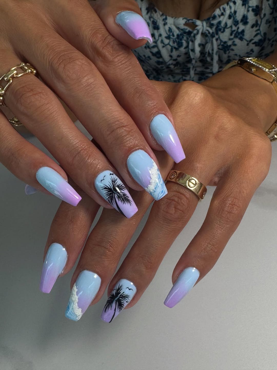 Dreamy Ombre Sunset Coffin Nails