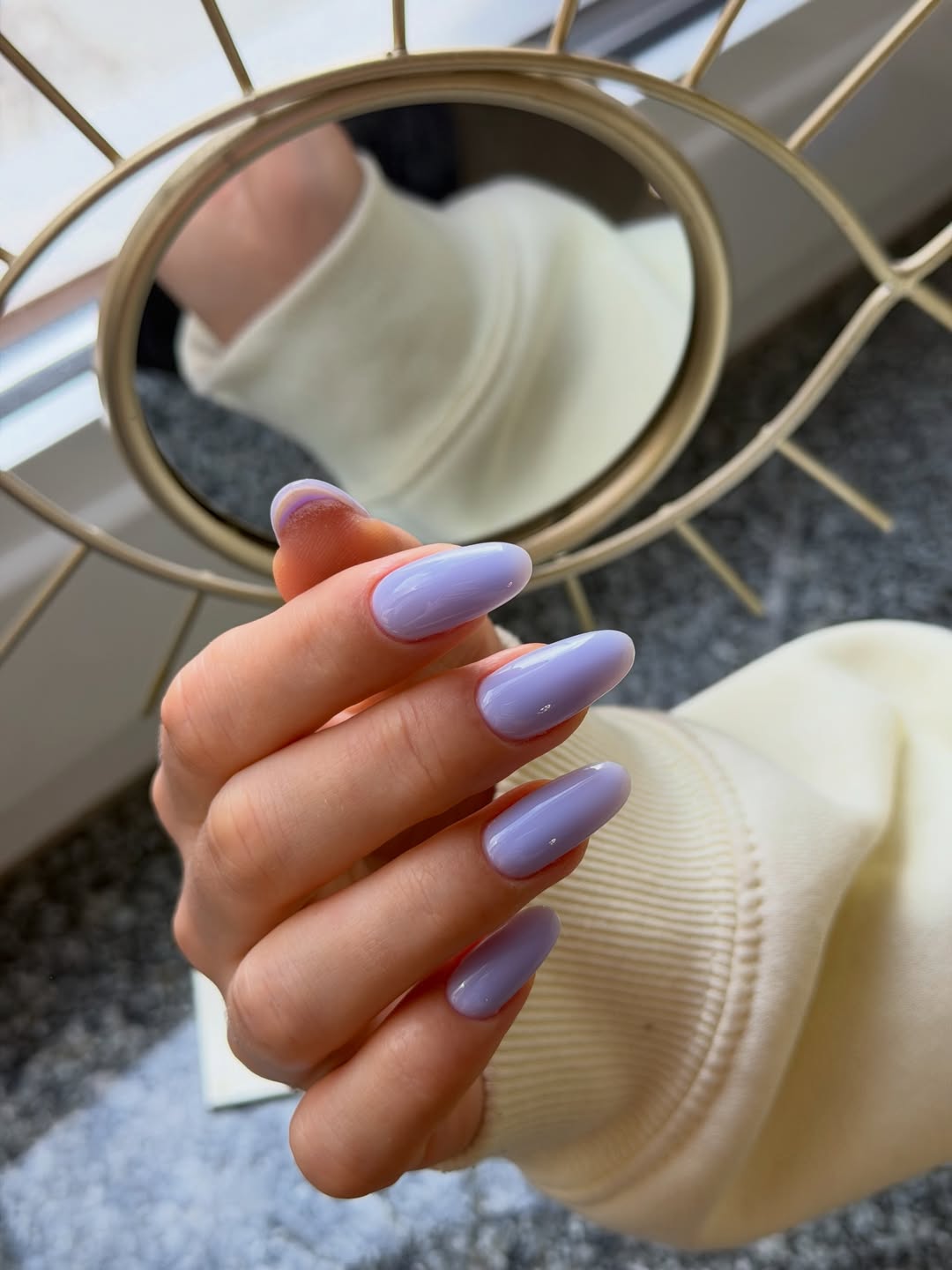 Glossy Lavender Jelly Oval Long Nails