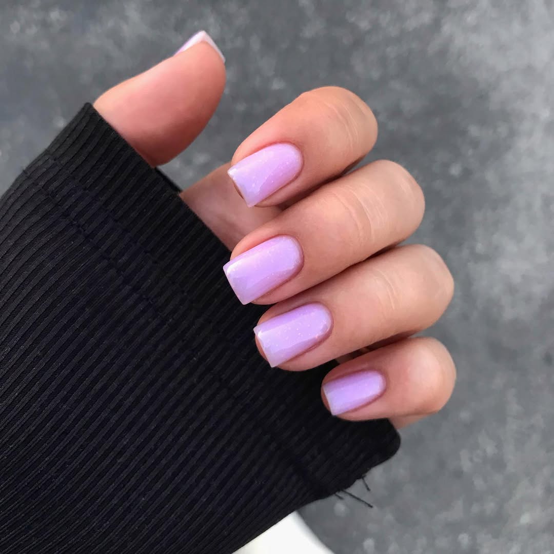 Glossy Lavender Jelly Square Nails